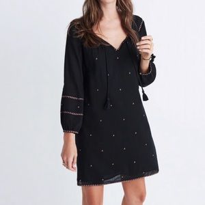 Black Metallic Embroidered Woven Mini Dress